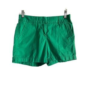 J Crew Green‎ Flat Front Chino 4.5” Shorts Sz 0